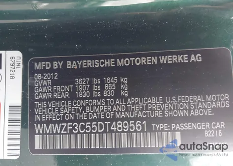 2013 Mini Clubman Cooper from USA, damaged, VIN WMWZF3C55DT489561